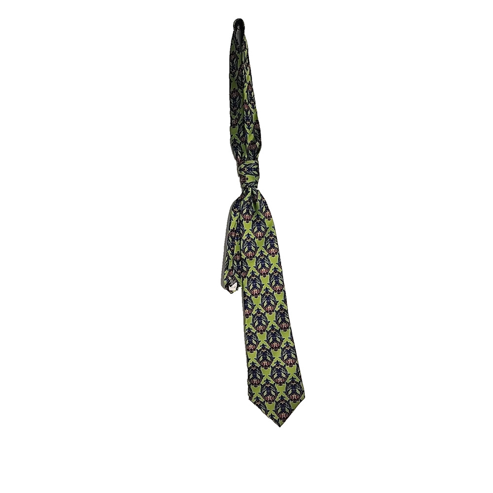 Zylos George Machado Mens Designer Necktie Green With Blie Design